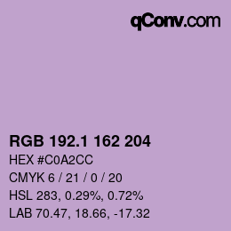 カラーコード: RGB 192.1 162 204 | qconv.com