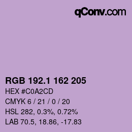 カラーコード: RGB 192.1 162 205 | qconv.com