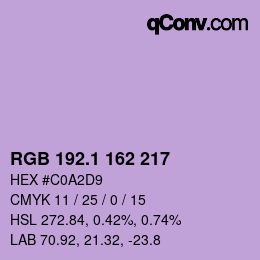 カラーコード: RGB 192.1 162 217 | qconv.com