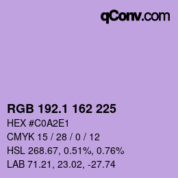 カラーコード: RGB 192.1 162 225 | qconv.com