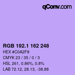 カラーコード: RGB 192.1 162 248 | qconv.com