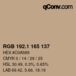 カラーコード: RGB 192.1 165 137 | qconv.com