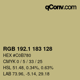カラーコード: RGB 192.1 183 128 | qconv.com