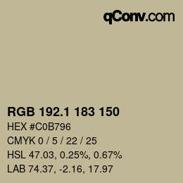カラーコード: RGB 192.1 183 150 | qconv.com