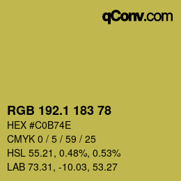 カラーコード: RGB 192.1 183 78 | qconv.com