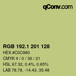 カラーコード: RGB 192.1 201 128 | qconv.com