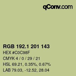 Color code: RGB 192.1 201 143 | qconv.com