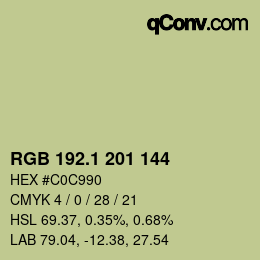 カラーコード: RGB 192.1 201 144 | qconv.com