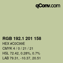 カラーコード: RGB 192.1 201 158 | qconv.com