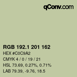 Código de color: RGB 192.1 201 162 | qconv.com