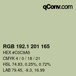 カラーコード: RGB 192.1 201 165 | qconv.com