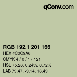 カラーコード: RGB 192.1 201 166 | qconv.com