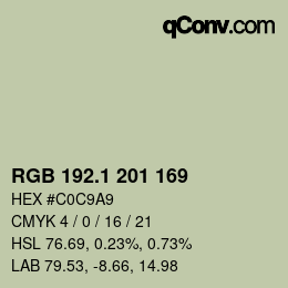 カラーコード: RGB 192.1 201 169 | qconv.com