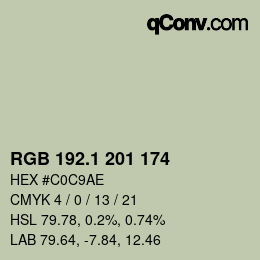 カラーコード: RGB 192.1 201 174 | qconv.com