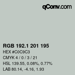 Color code: RGB 192.1 201 195 | qconv.com