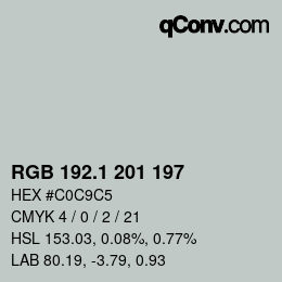 カラーコード: RGB 192.1 201 197 | qconv.com