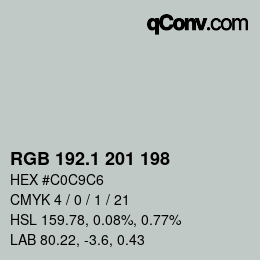 カラーコード: RGB 192.1 201 198 | qconv.com
