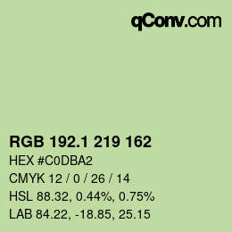 Color code: RGB 192.1 219 162 | qconv.com