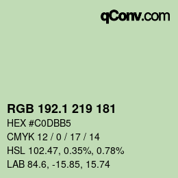 カラーコード: RGB 192.1 219 181 | qconv.com