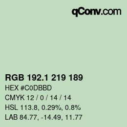 カラーコード: RGB 192.1 219 189 | qconv.com