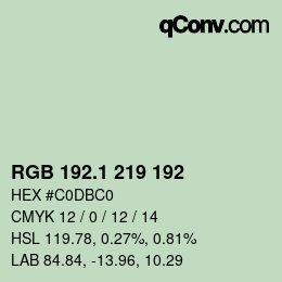 カラーコード: RGB 192.1 219 192 | qconv.com