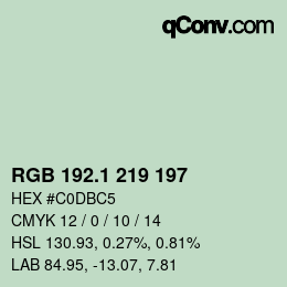 カラーコード: RGB 192.1 219 197 | qconv.com