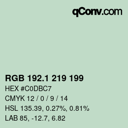 Color code: RGB 192.1 219 199 | qconv.com