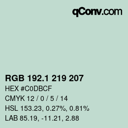 Color code: RGB 192.1 219 207 | qconv.com