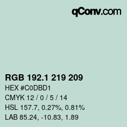 カラーコード: RGB 192.1 219 209 | qconv.com