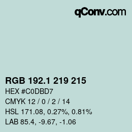 Color code: RGB 192.1 219 215 | qconv.com