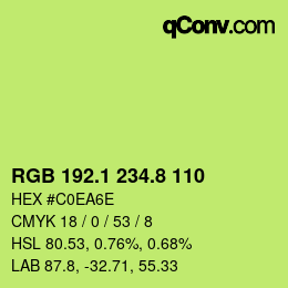 カラーコード: RGB 192.1 234.8 110 | qconv.com