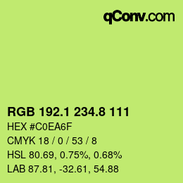 カラーコード: RGB 192.1 234.8 111 | qconv.com