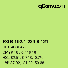 カラーコード: RGB 192.1 234.8 121 | qconv.com