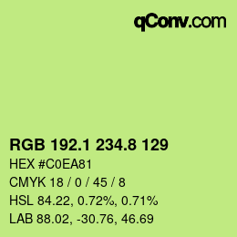カラーコード: RGB 192.1 234.8 129 | qconv.com