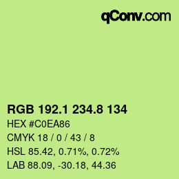 カラーコード: RGB 192.1 234.8 134 | qconv.com