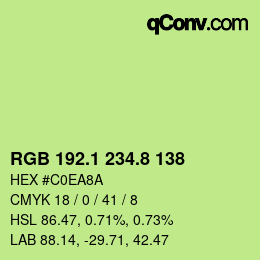 カラーコード: RGB 192.1 234.8 138 | qconv.com