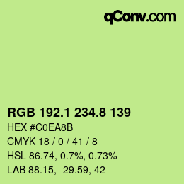 カラーコード: RGB 192.1 234.8 139 | qconv.com