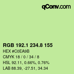 カラーコード: RGB 192.1 234.8 155 | qconv.com