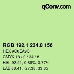 カラーコード: RGB 192.1 234.8 156 | qconv.com