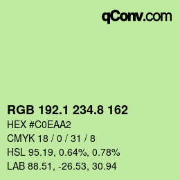 カラーコード: RGB 192.1 234.8 162 | qconv.com