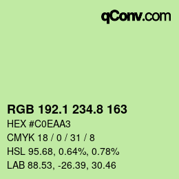 カラーコード: RGB 192.1 234.8 163 | qconv.com