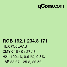 Color code: RGB 192.1 234.8 171 | qconv.com