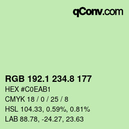 カラーコード: RGB 192.1 234.8 177 | qconv.com