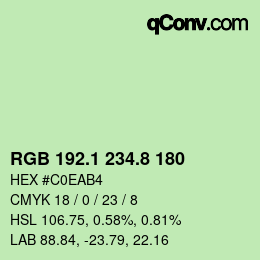 Color code: RGB 192.1 234.8 180 | qconv.com