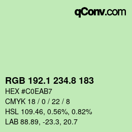 カラーコード: RGB 192.1 234.8 183 | qconv.com