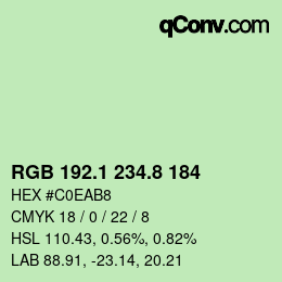 カラーコード: RGB 192.1 234.8 184 | qconv.com