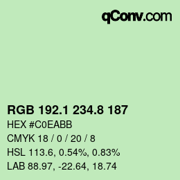カラーコード: RGB 192.1 234.8 187 | qconv.com