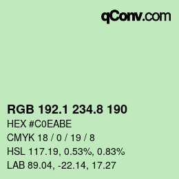 Color code: RGB 192.1 234.8 190 | qconv.com