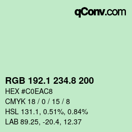 Color code: RGB 192.1 234.8 200 | qconv.com