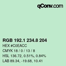 Color code: RGB 192.1 234.8 204 | qconv.com